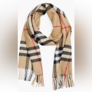 Burberry Check Cashmere Scarf, Camel